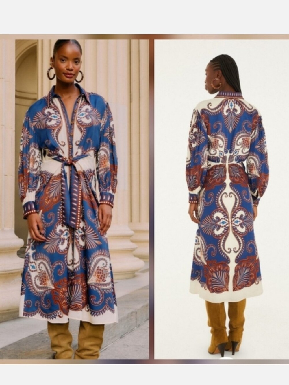 FARM Rio Blue Arjabesque Mididress